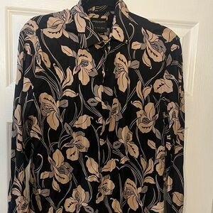 Denim and flower Black and Tan Floral Men's Shirt